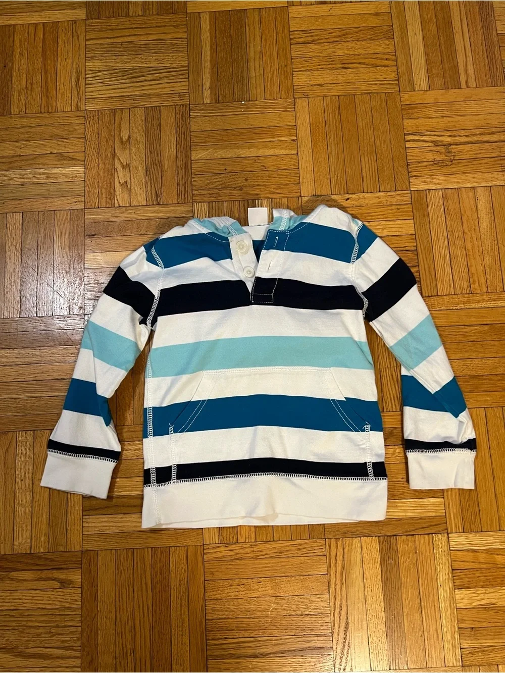 Fall transition Gymboree Boys Long-Sleeve Striped Henley - Blue, Teal & White 4T